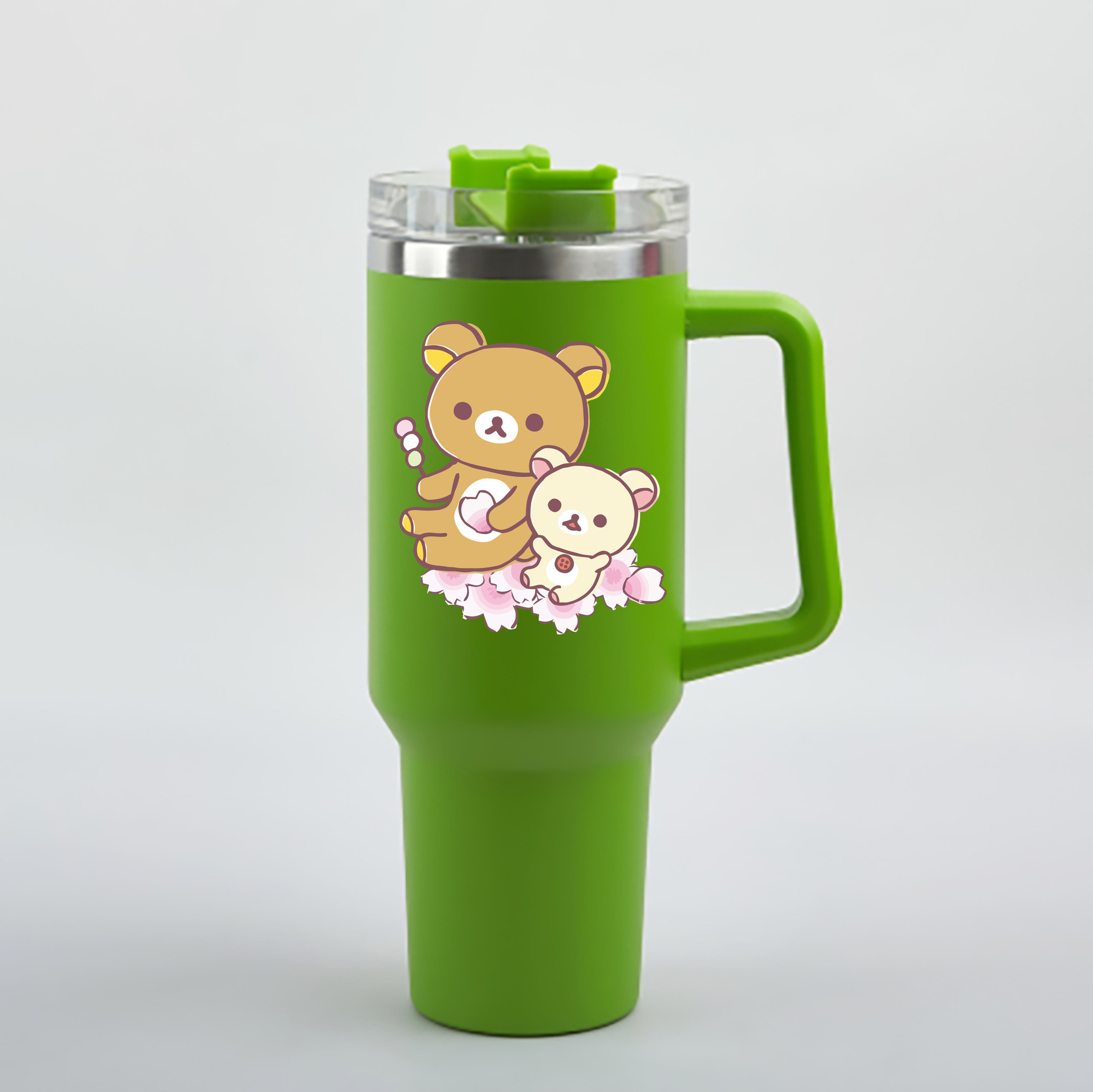（画像用） リラックマ リラックマ キイロイトリ Rilakkuma Korilakkuma Kiiroitori 1200mL車用タンブラー - クリスタルステッカー（プラスチックストロー付き）